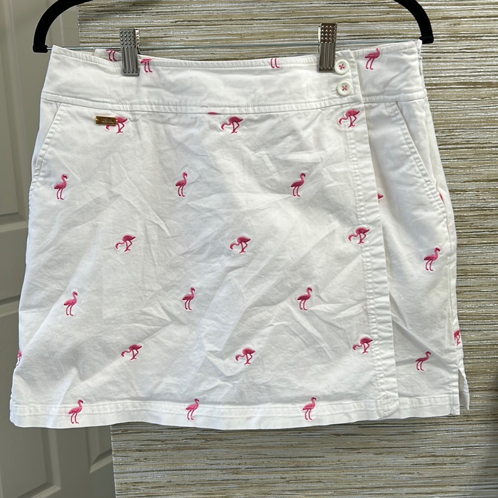 Lilly Pulitzer White Golf Skort With Flamingo Print